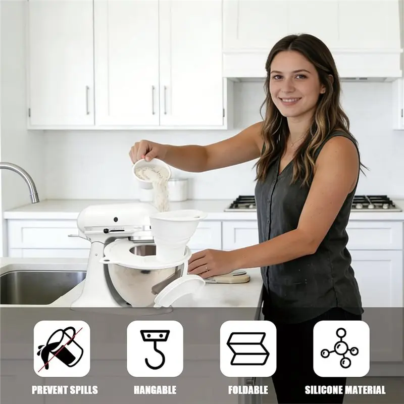 B15C For Artisan Ksm150 4.5-5 Qt Tilt-Head Mixer Compatible Silicone Cover W/Measuring Bowl And Extended Funnel