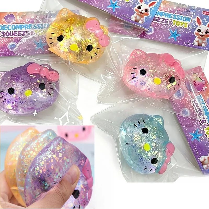 1-4 Pièces Jouet Squishy Anti-Stress Brillant à Rebond Lent, Balle à Presser Souple et Élastique pour Soulager l'Anxiété, Thème Anime