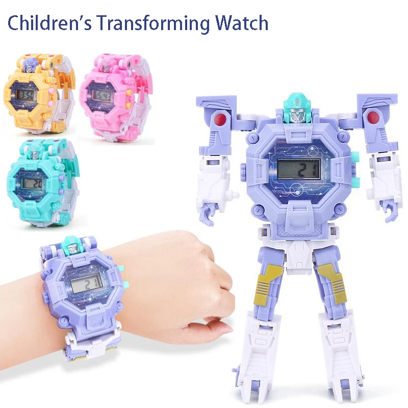 Children's Watch Girl Boy Transformed Kids Electronic Watch Back Light Robot Children's Gifts Watch kids watch relojes детское