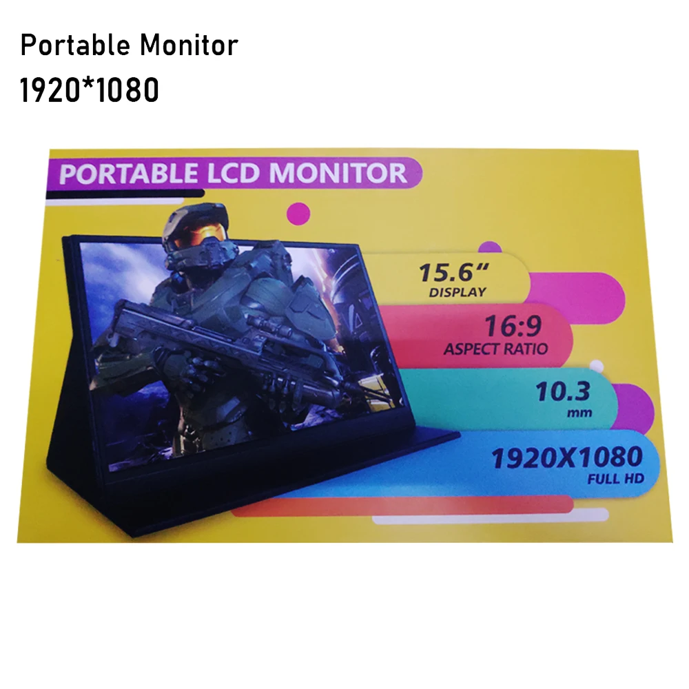 

15.6 Inch Portable Monitor 1080P Full HDR IPS HDMI-Compatible Laptop Second Screen Gaming Extended Display for Switch PS4 Xbox