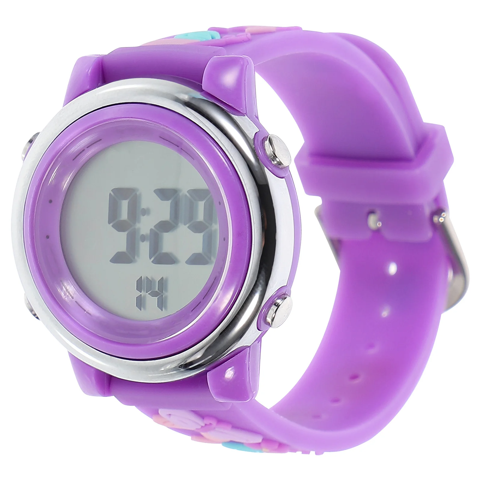 Kids Waterproof Watch Purple LED Wristwatch Durable Multi-Functional Watch Children Gift for Students