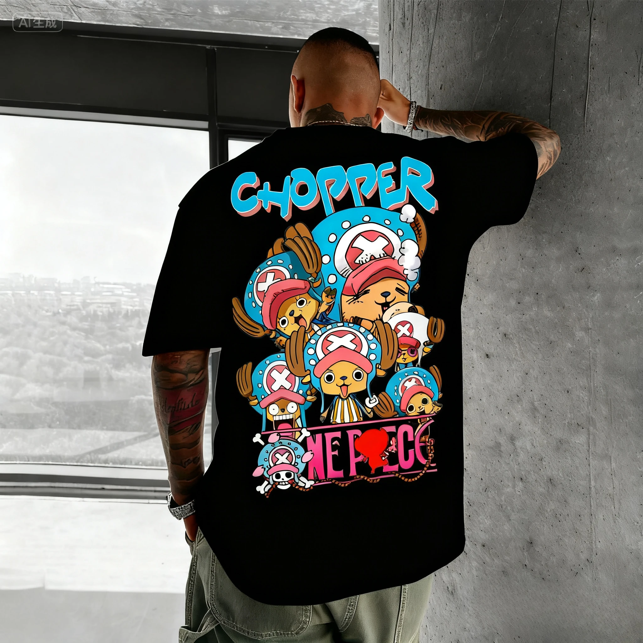 One Piece Chopper Oversized Graphic T Shirt Men Women Short Sleeve 