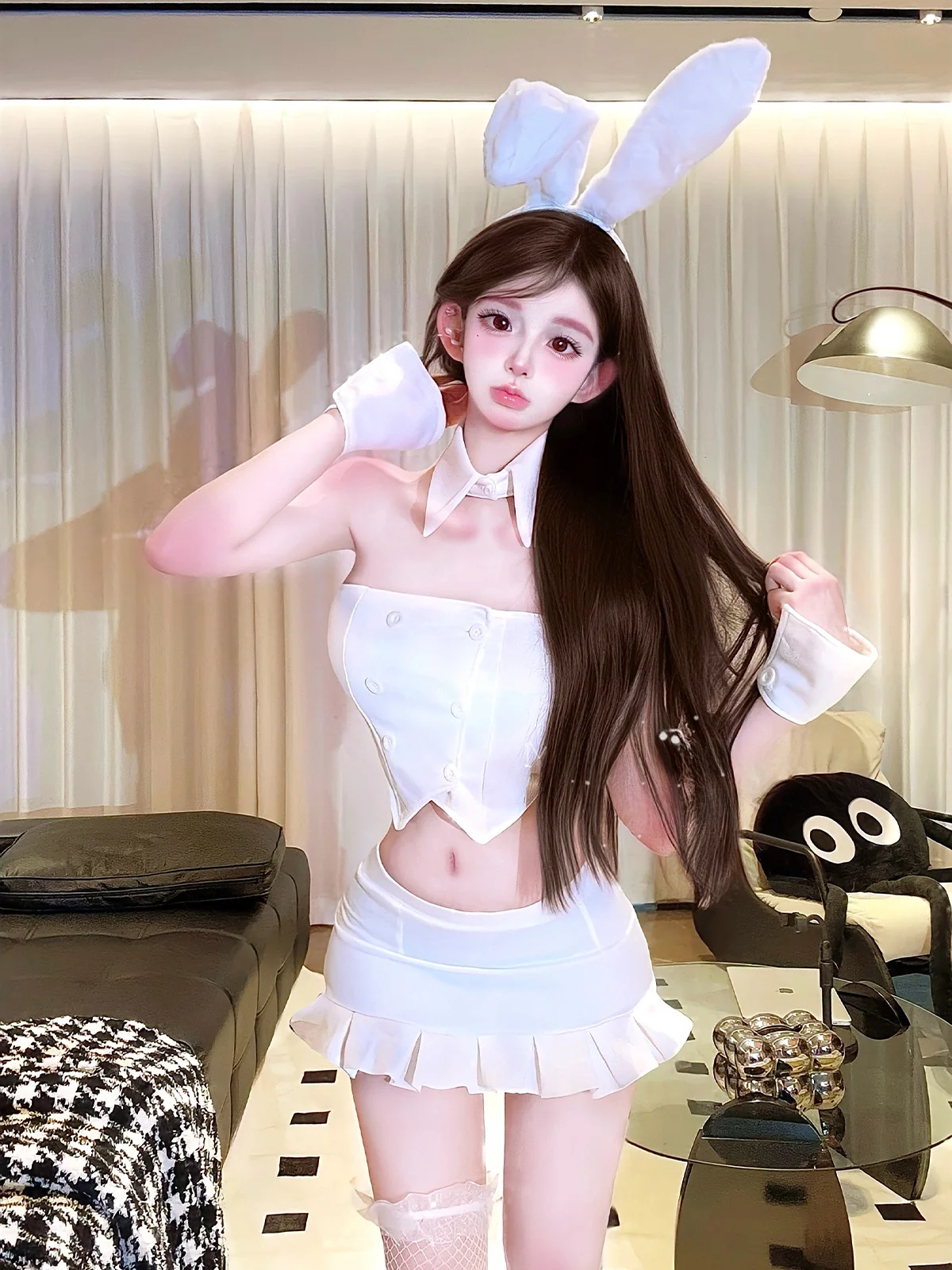 Sexy Bunny Girl Cosplay orm ort Skirt Set Animal Pattern Cute Sle for Teens Boys And Girls Universal Summer Faion