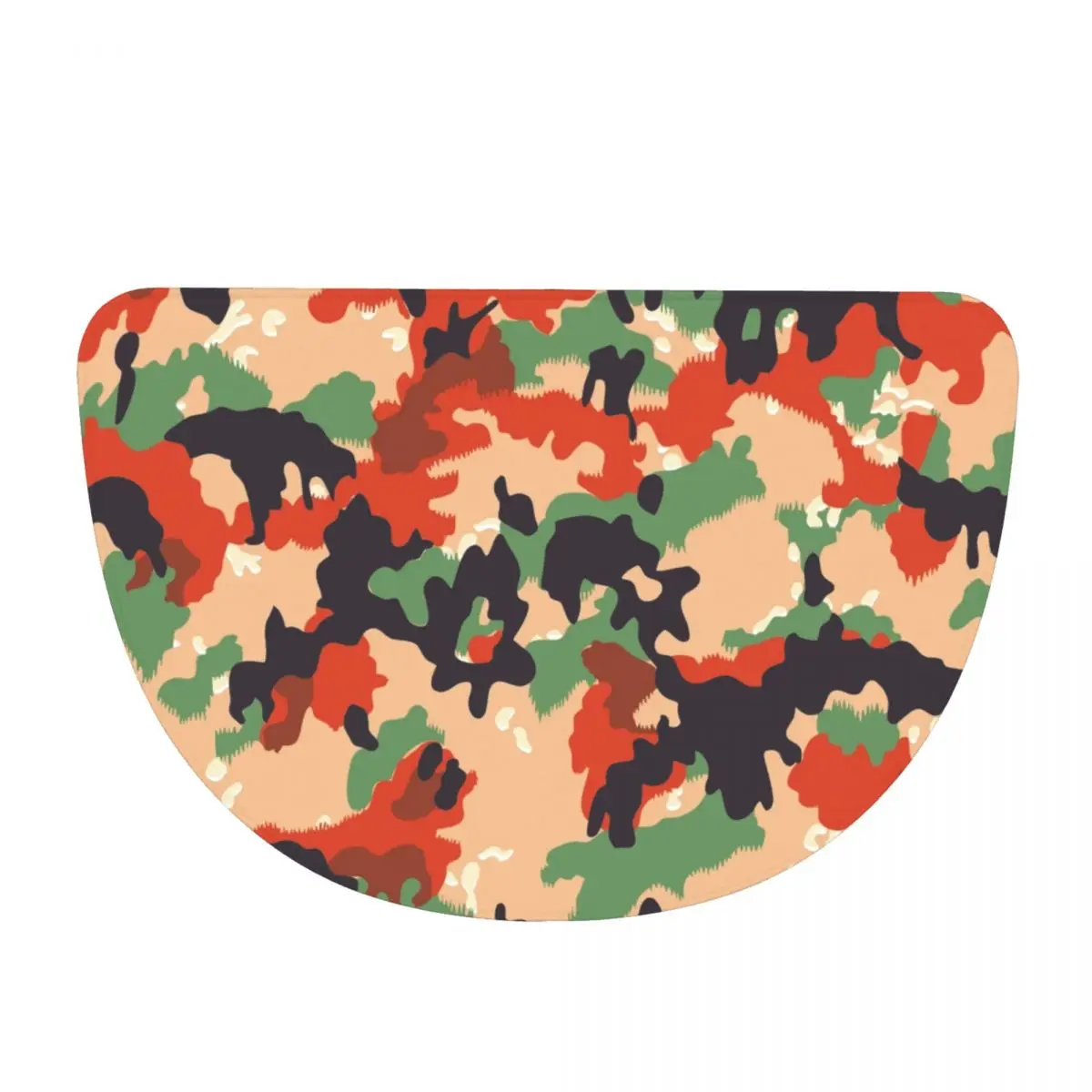 Swiss Army Camouflage Soft Flannel Half Round Doormat Non Slip Bathroom Mat Absorbent Floor Carpet for Garage