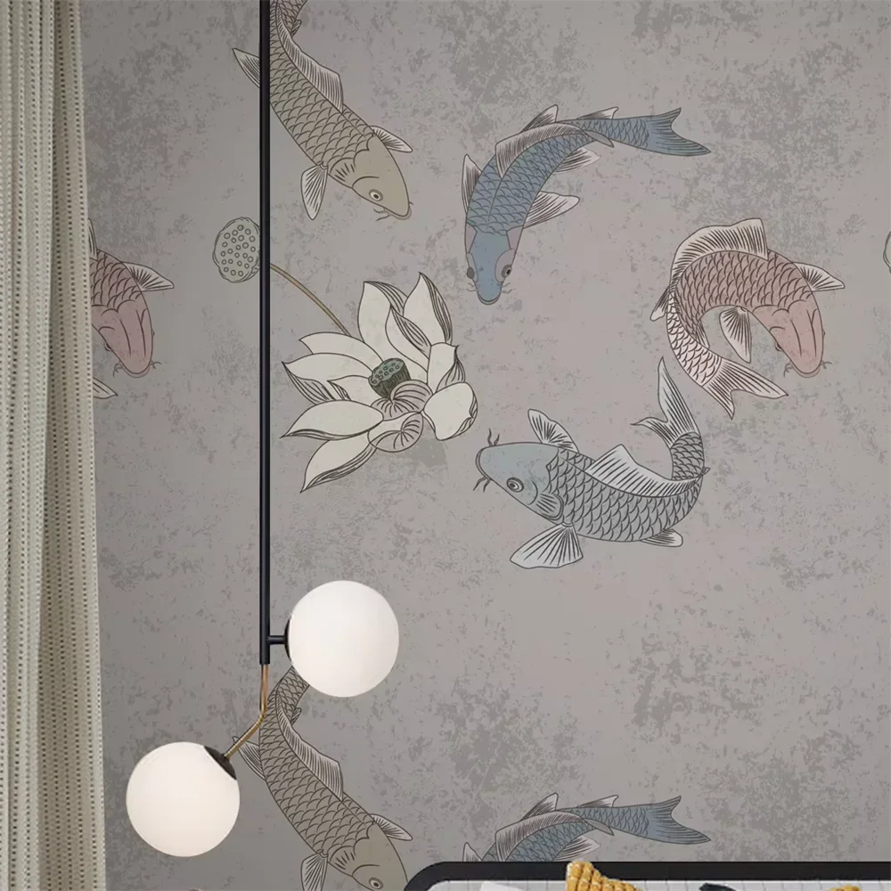 Custom Lotus carp wallpapers for living room bedroom wallpaper wall covering mural house decoration kitchen decor wall stickers