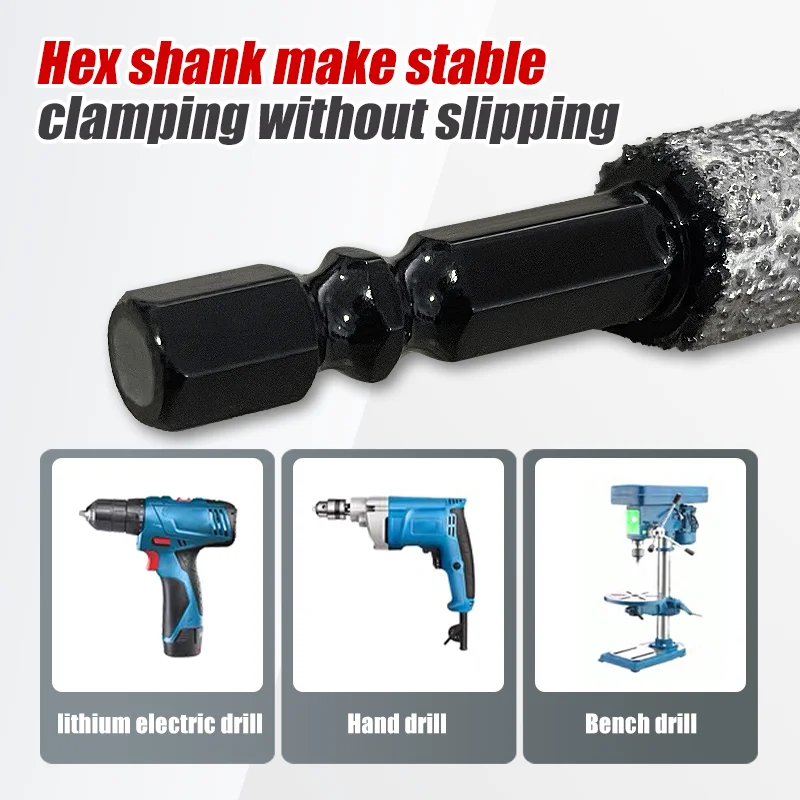 穴あけと研削両用 6-12mm 六角シャンク ドライ/ウェット使用 ダイヤモンド ドリル ビット セラミック タイル、大理石、花崗岩、ポルク用
