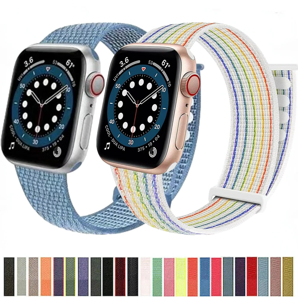 Nylon Strap for Apple Watch Ultra 9 8 7 49mm 45mm 41mm Breathable Wristband for iwatch Series 6 5 4 3 SE 44mm40mm 42mm 38mm Band