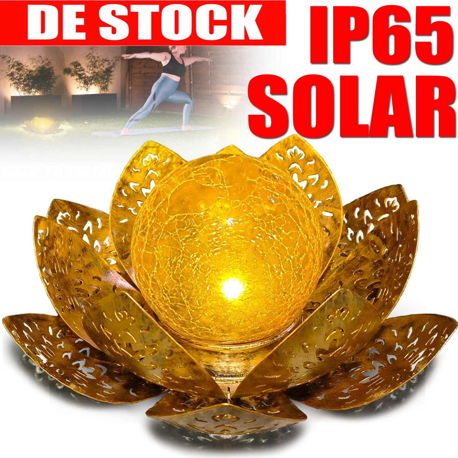 1 ensemble de lampes solaires au design Lotus, adaptées au jardin, à la terrasse, à la pelouse, à la clôture et au trottoir.