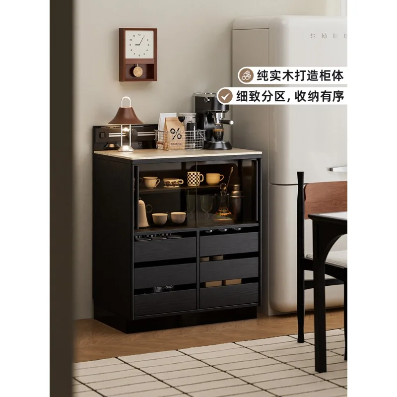 Ikuno Anwu Solid wood dining side cabinet Integrated locker module combination Coffee bar integrated cabinet against the wall