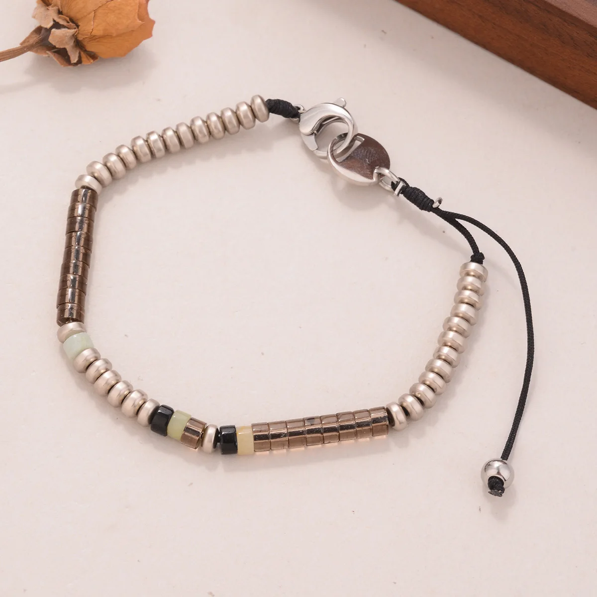 

Boho Stainless Steel Adjustable Fashion Beads Mens Bracelet Gifts for Boyfriend