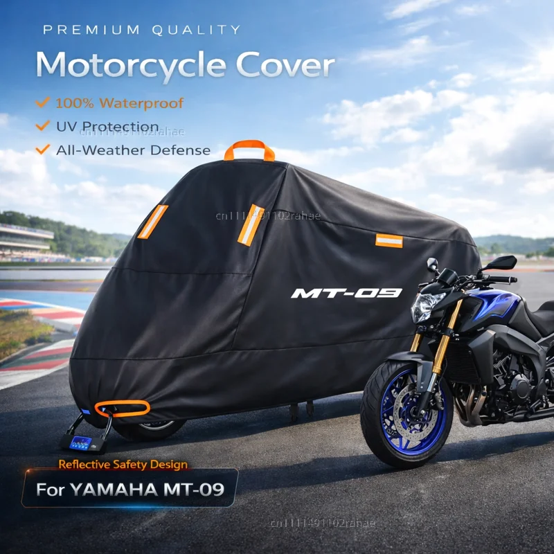 

For YAMAHA MT-09 09 Motorcycle Cover Waterproof Thickened Polyester Tarpaulin UV Protective Outdoor Rain Dust Sun Scooter Cover