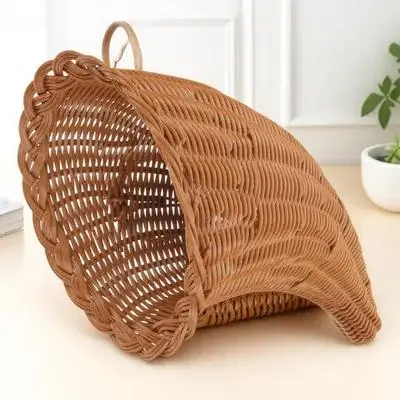 

Modern Woven Storage Basket Horn Style Fruit Dessert Cornucopia Lightweight Natural Home Restaurant Use