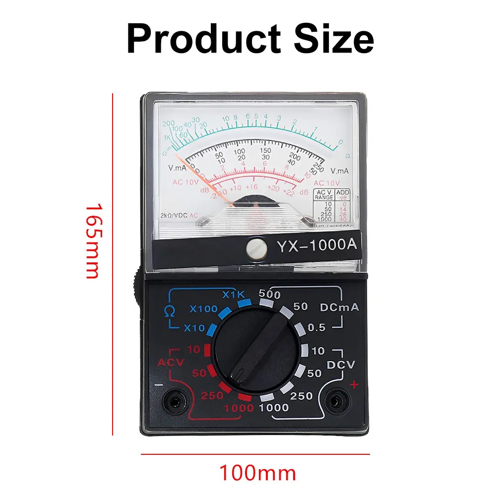 YX-1000A Analog Multimeter AC/DC Pointer Multimeter High Accuracy Analog Multimeter Voltage Current Pointer Multimeter Tester