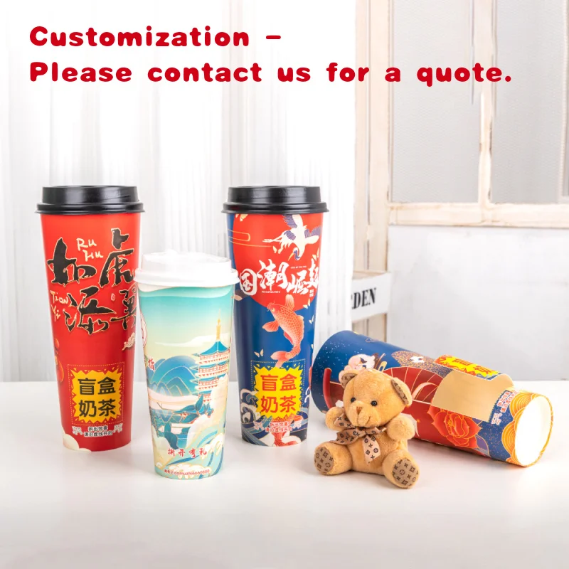 

на заказ.LOKYO одноразовые загадочные слепые коробки-сюрпризы с принтом на заказ Boba Bubble Tea бумажные стаканчики с крышками
