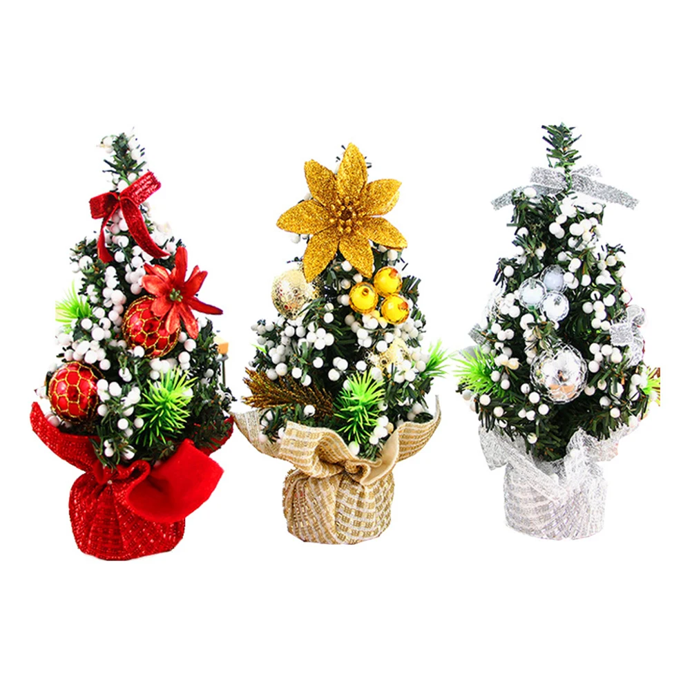 

3pcs Mini Desktop Xmas For Holiday Party Small Xmas Tree Decorations Home Decoration Small Tree Ornament Kids Gift