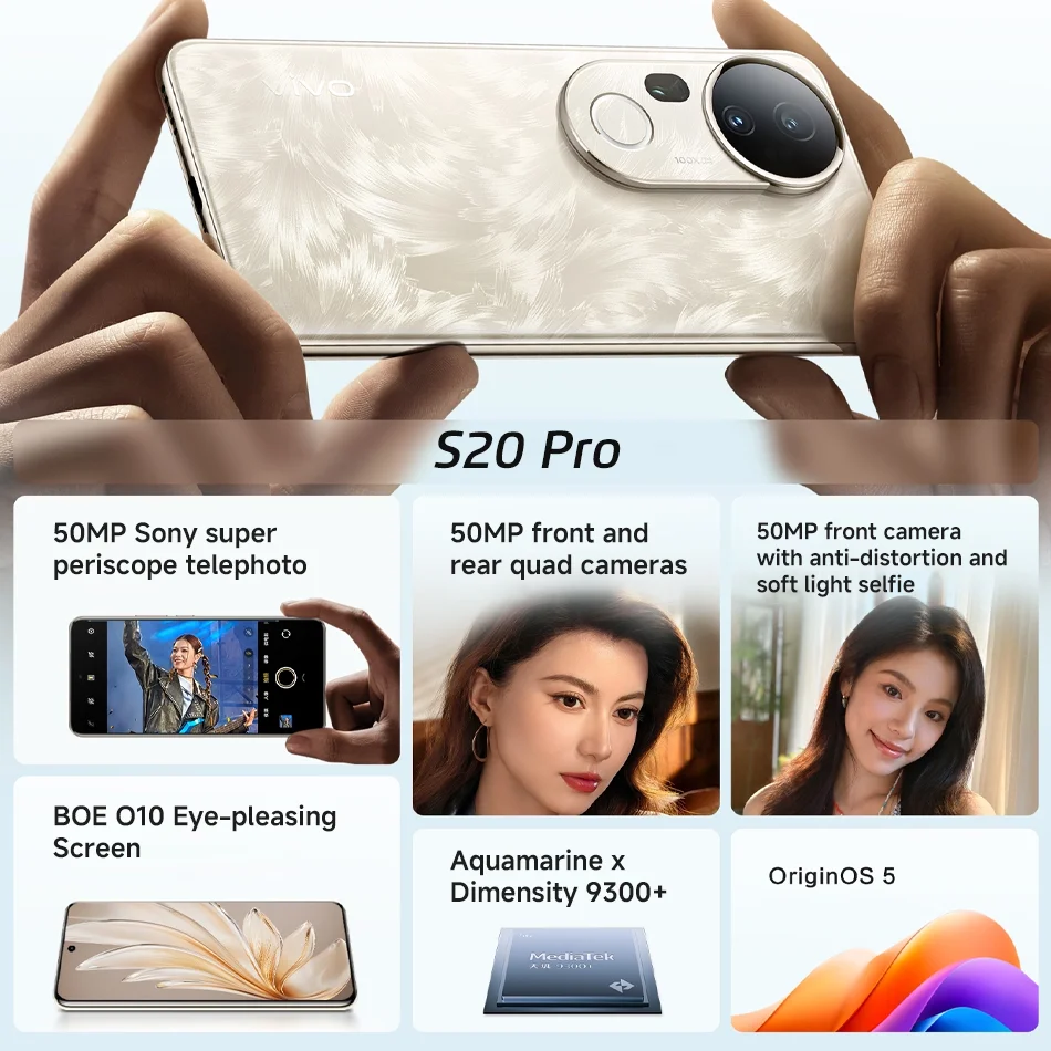 VIVO S20 Pro 5G NFC Dimensite 9300 Plus Octa Core Smartphone 50MP TripeCamera 6.67'' 120Hz AMOLED Screen 90W FlashCharge 5500mAh