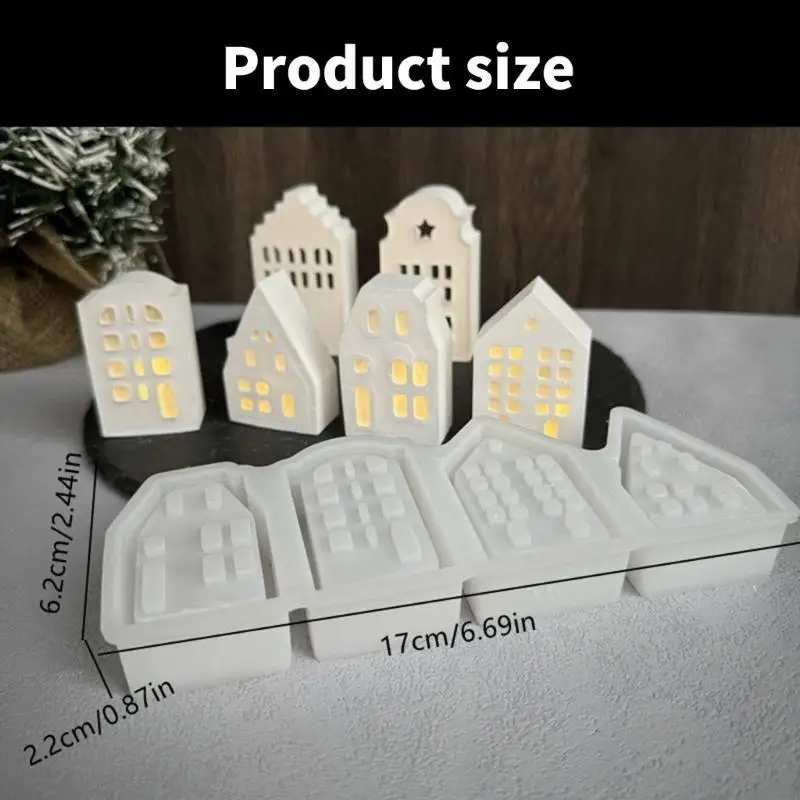 

N2UE 4 House Lamp Mould Silicone Mold for Candlestick Decoration