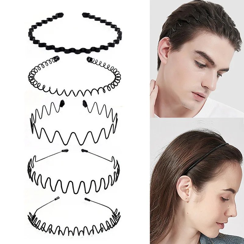 Diadema negra Simple para hombres y mujeres, banda para el cabello deportiva para Yoga, banda para el cabello con ondas ocultas, accesorios para el