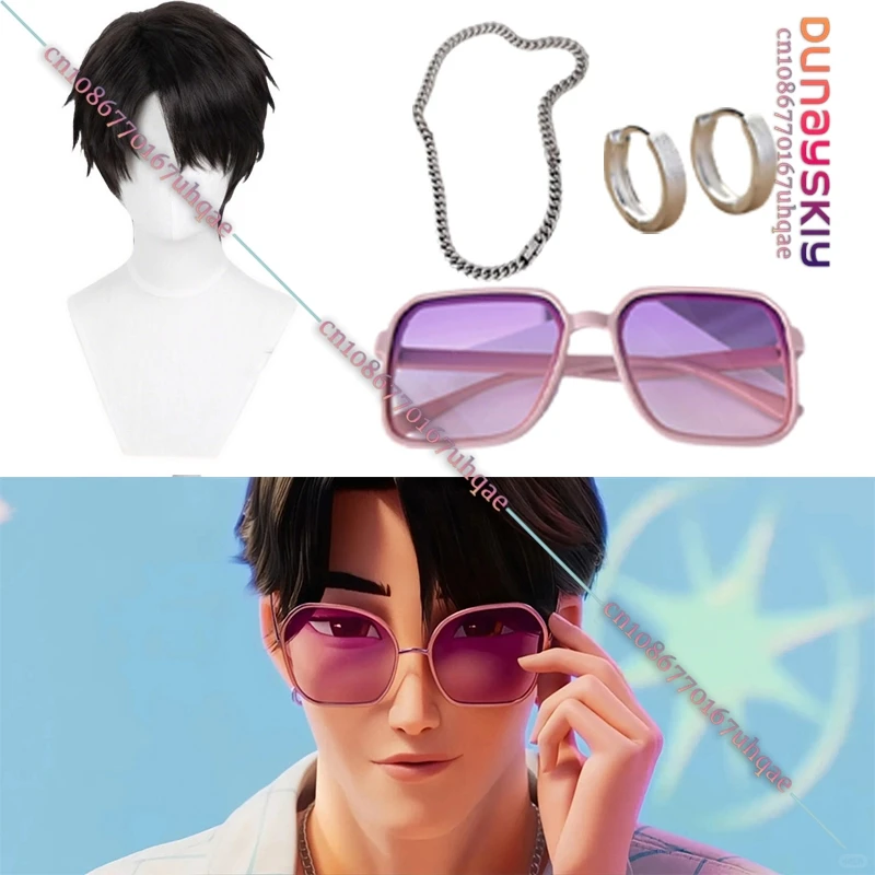 

Anime Movie Demon KPOP Saja Boys Jinu Cosplay Costume Jinu Wigs, Glasses, Earrings, Necklaces Accessory Halloween Disguise Prop