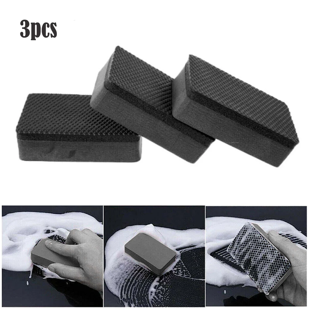 3 PCS Car Clay Bar Pad Sponge Block Cleaning Eraser Wax Polish Pad Washing Tools Black 9*6*2.5cm Car Sponge  Automotive Care