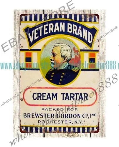 advertising poster wall art Veteran Brand Old Spice cream tartar metal tin sign