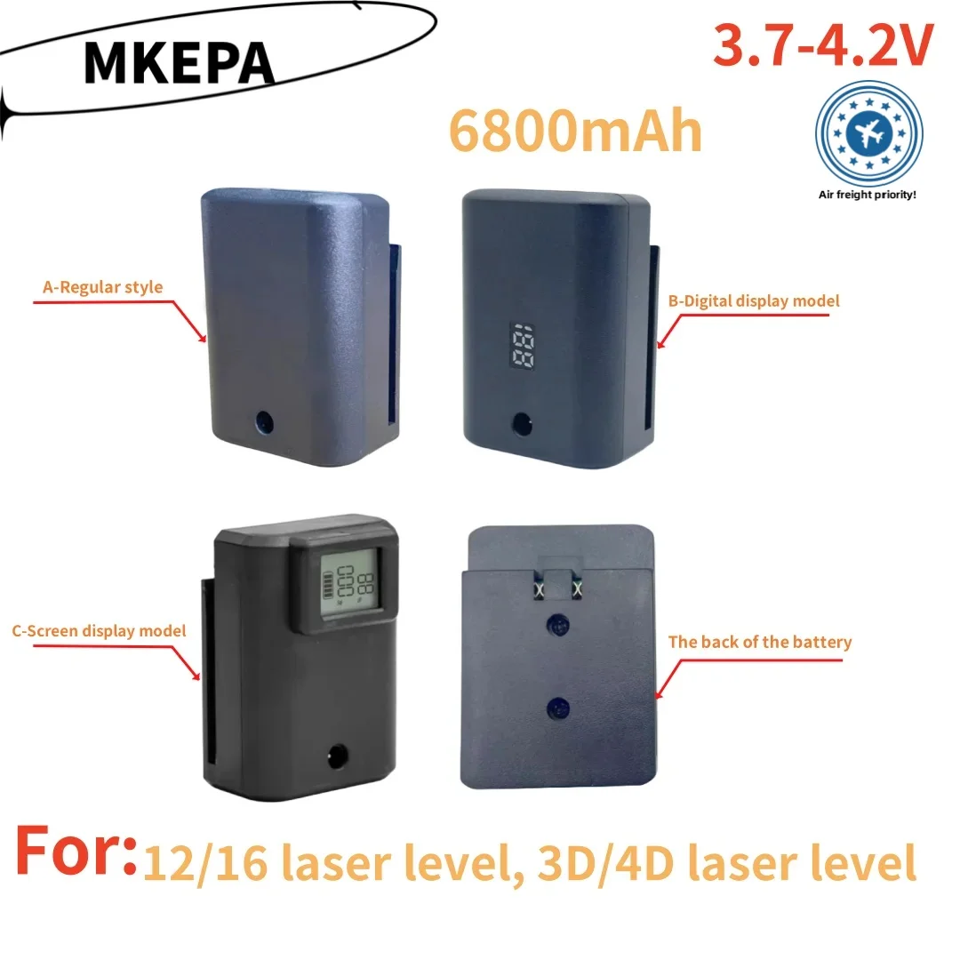 Bateria zapasowa poziomu 6800 mAh. Akumulator litowy 3,7 V 18650, odpowiedni do poziomowania laserowego 12/16 i poziomu lasera 3D/4D.