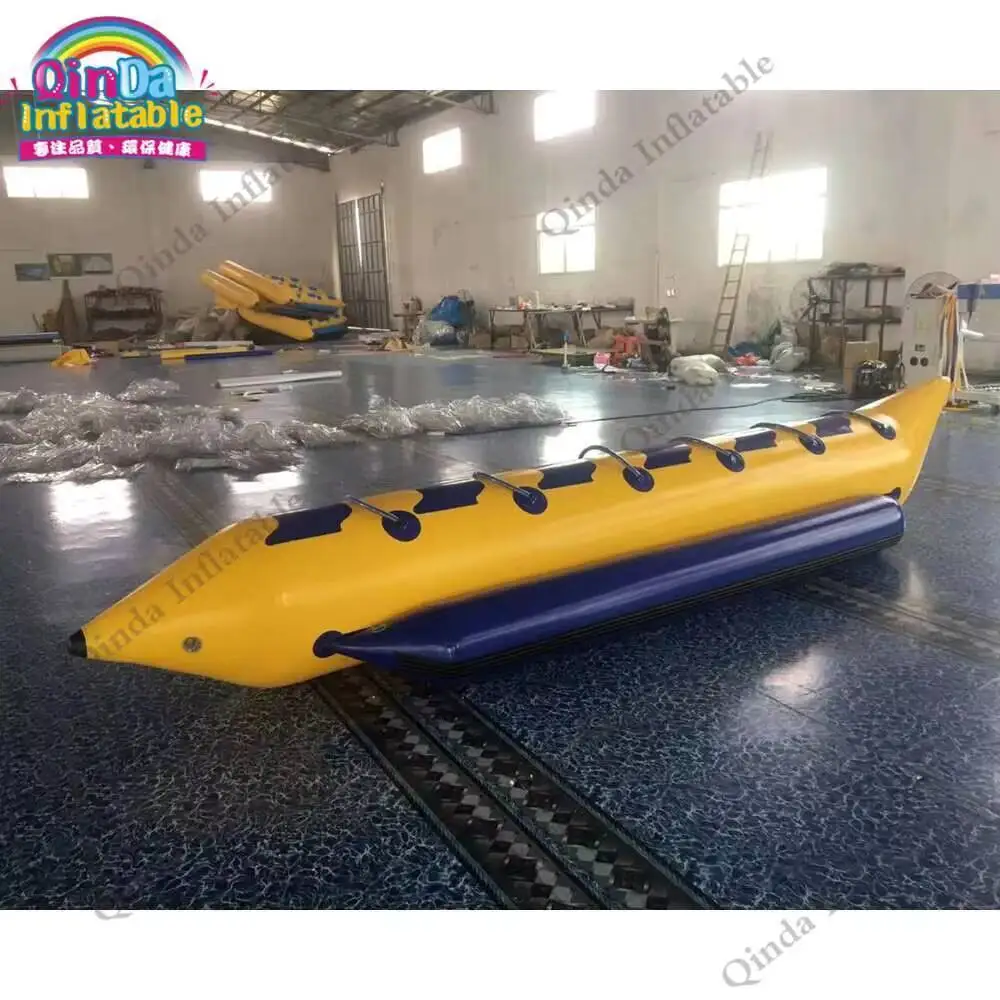 Exciting Sport Games Flying Fish Water Boat 0.9mm Pvc Inflatable Banana Boat Float In Ocean