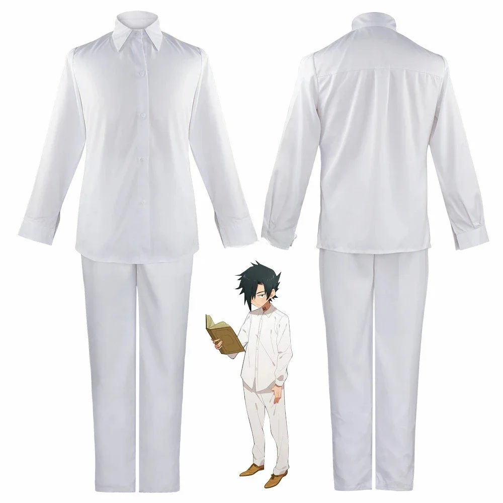 애니메이션 약속된 네버랜드 코스프레, 엠마 노만 레이 코스튬 흰색 셔츠, 치마 바지, 일본 교복 가발