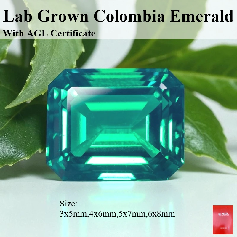 

Lab Grown Colombian Emerald Stone Emerald Shape Available Hydrothermal Hand-cutting Selectable AGL Certificate For Jewelry