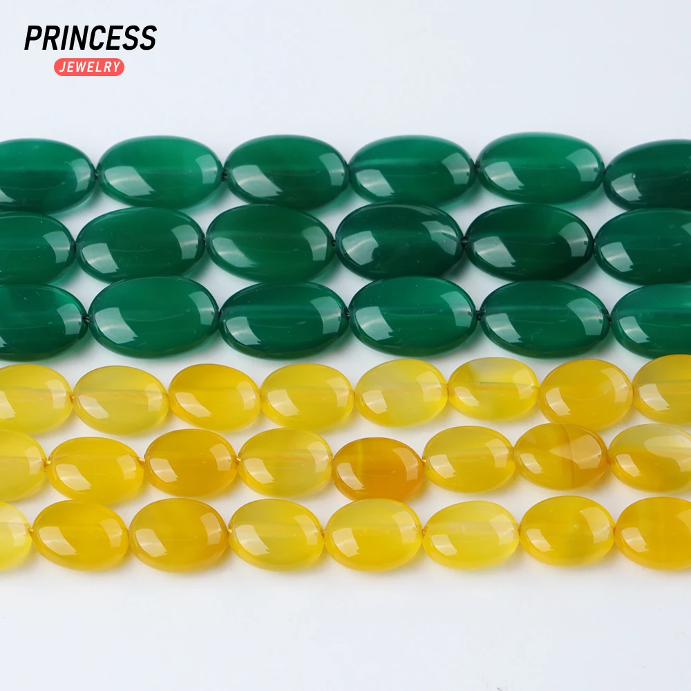 A+ Natural Yellow & Green Agate Oval 8*10mm Loose Gemstone Beads for Jewelry Making Bracelet Wholesale Beads DIY Accessories