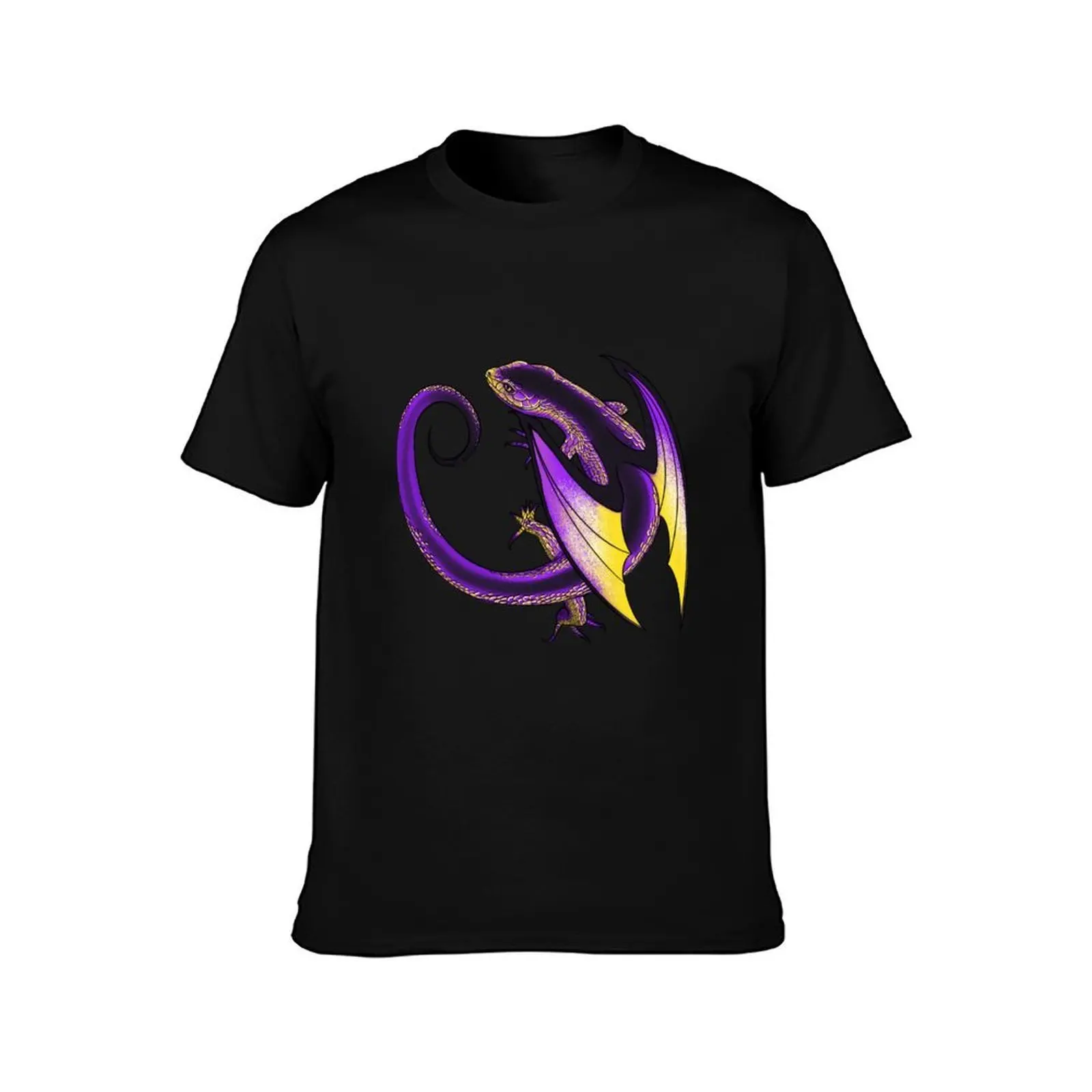 Enby Pride Dragon T-Shirt, Summer Casual Cotton Tee, Oversized Streetwear Tops, Vintage Graphic Print, Loose Fit Short Sleeve