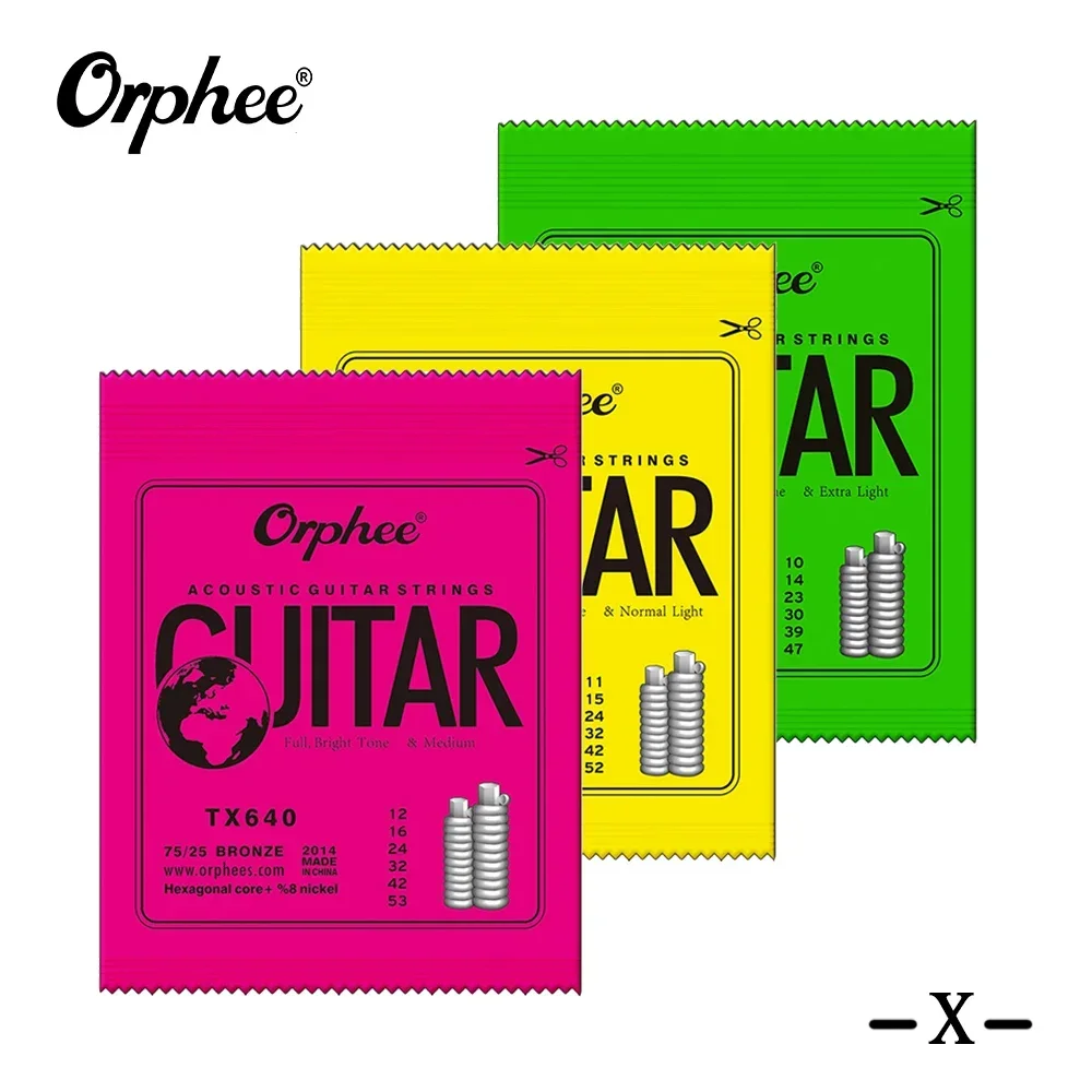 Orphee Acoustic Guitar String Hexagonal Core Full Bright Tone  Professional Beginning Folk Guitar String Guitar Accessories