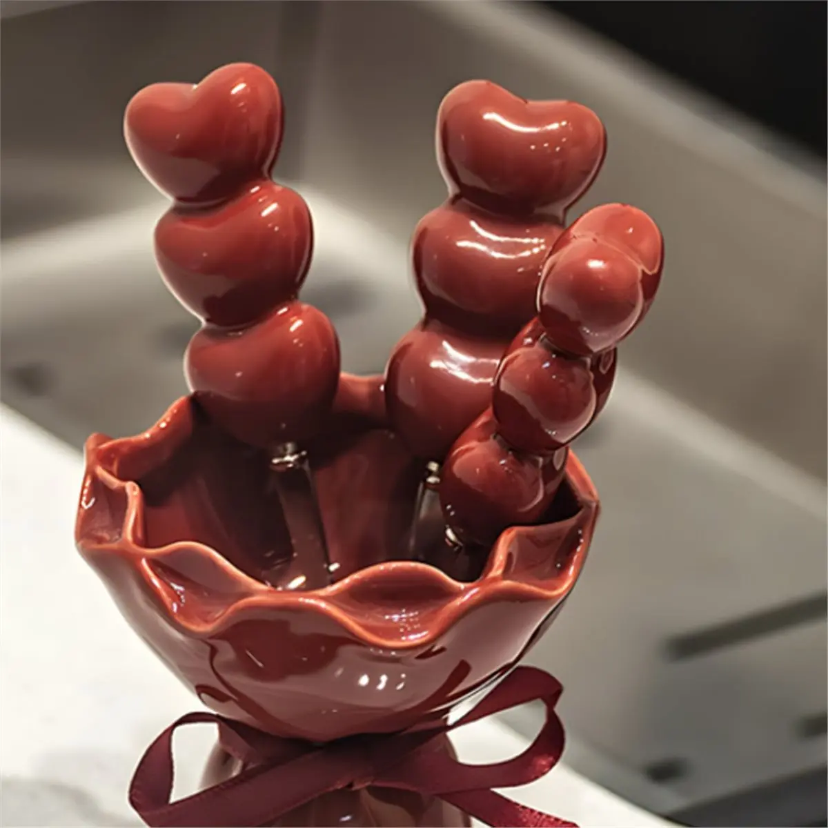 

Милая десертная вилка для фруктов, бытовая посуда, керамический резервуар для хранения, небольшой набор вилок из нержавеющей стали