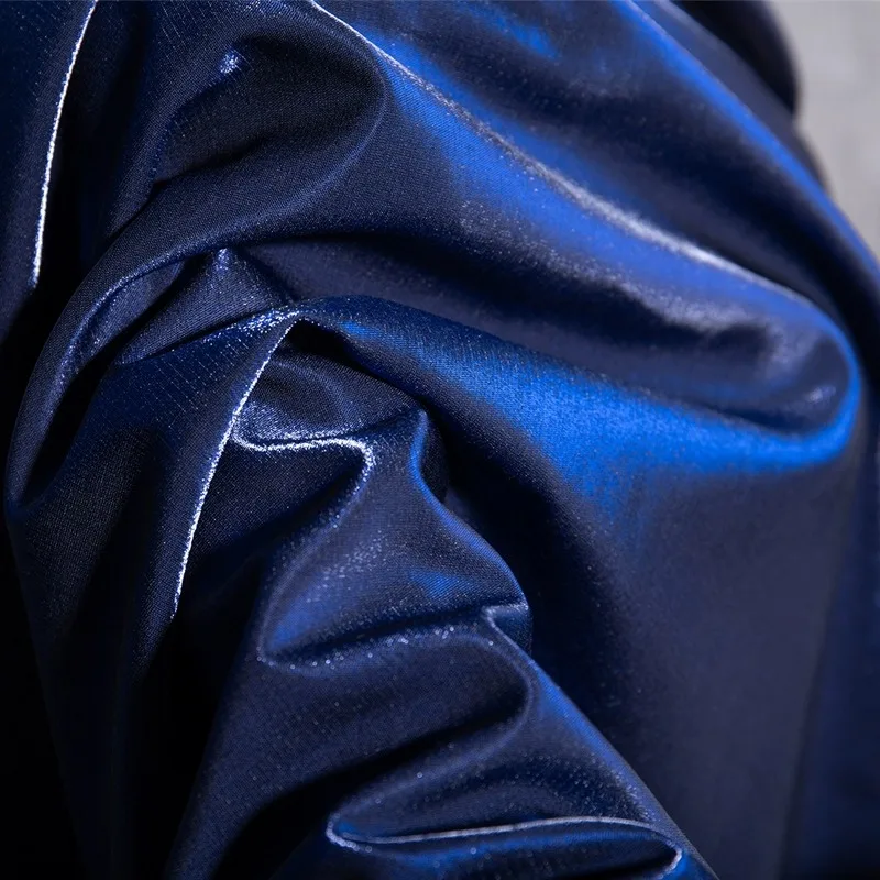 Royal Blue Gradient Thickening Bright Silk Down Jacket Cotton-padded Jacket Fabric Glitter Cotton Windbreaker Jacket Coat