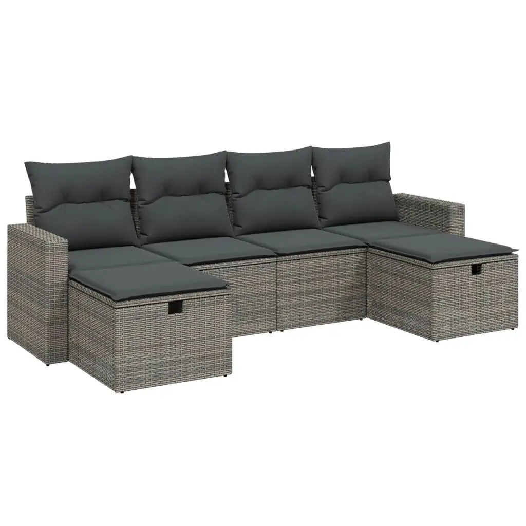 Large Modular Grey Poly Rattan Garden Sofa Set Comfortable Outdoor Seating Furniture for Patio Balcony Deck