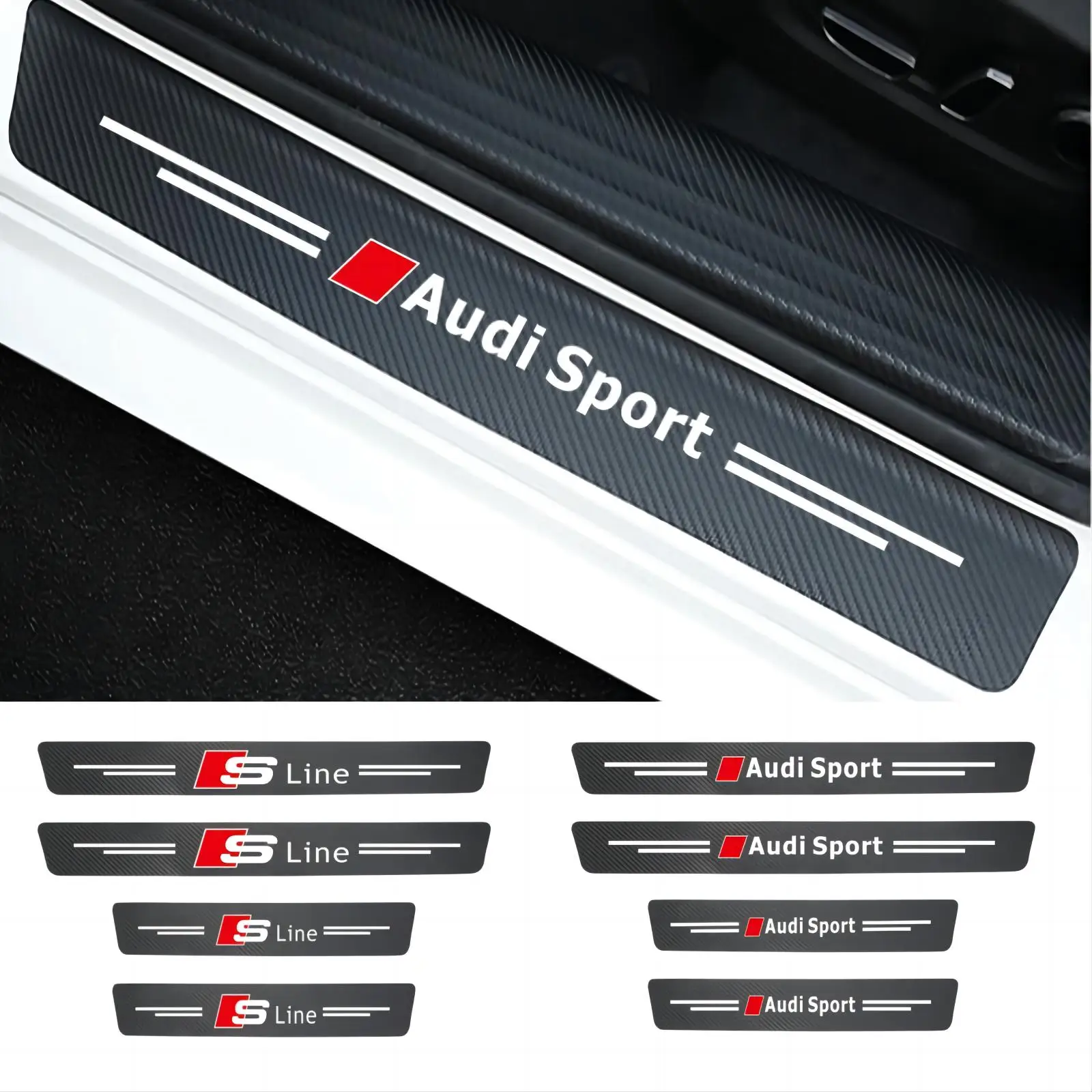 Car Threshold Protector Door Sill Cover Sticker For Audi Sport A4 B5 B6 B7 B8 B9 A1 A3 8V 8P 8L A6 C5 C6 C7 A5 A7 A8 Q3 Q5 Q7 TT