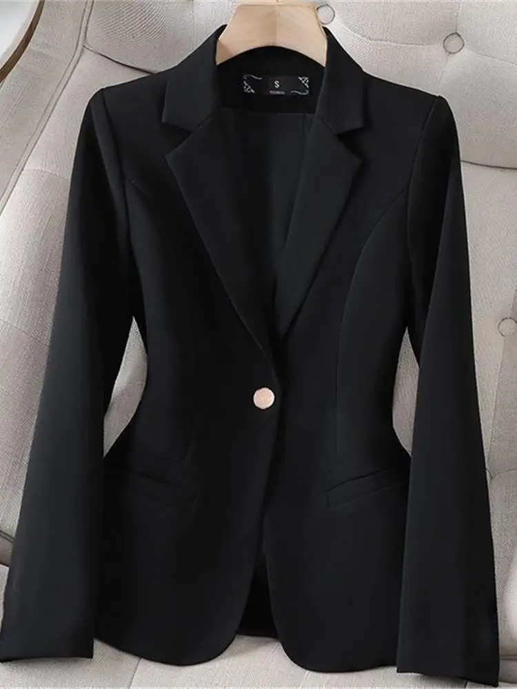 سترة أنيقة على الطراز الكوري غير رسمية ذات قصة ضيقة للربيع والخريف، إصدار جديد من بدلة نسائية رسمية بأكمام قصيرة