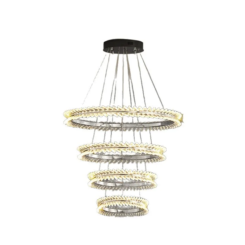 

High-end living room chandelier light luxury crystal lamp villa designer modern simple ring bedroom lamp luxury dining room lamp
