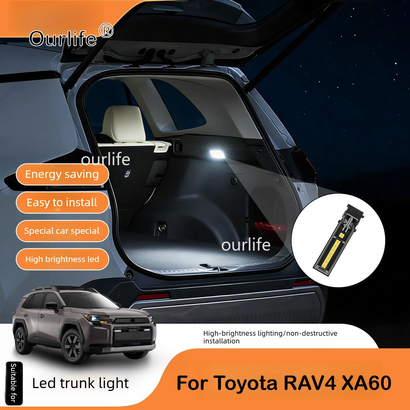 For Toyota RAV4 XA60 2026-2028 Trunk LED Light Cargo Lamp Rear Boot Illumination Upgrade Bright Interior Accessories Replacement