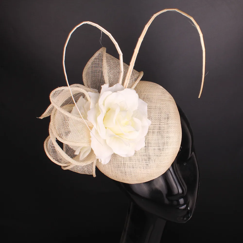 Nice Quality 4-Layer Sinamay Wedding Fascinator Hat For Wedding Elegant Women Fashion Headwear Party Dinner Chapeau Hair Clip