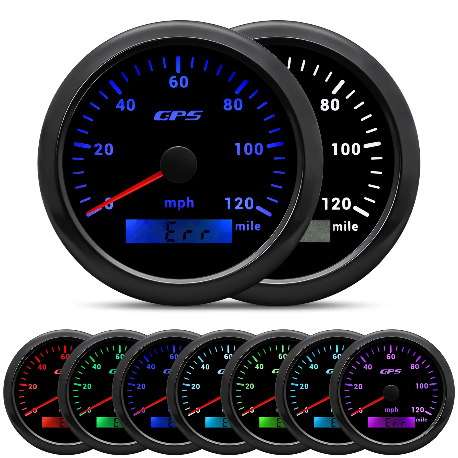 85mm Waterpoof GPS Speedometer With Odometer Meter 7 Colors Backlight 0-120MPH GPS Antenna For Car Truck Marine 12/24V