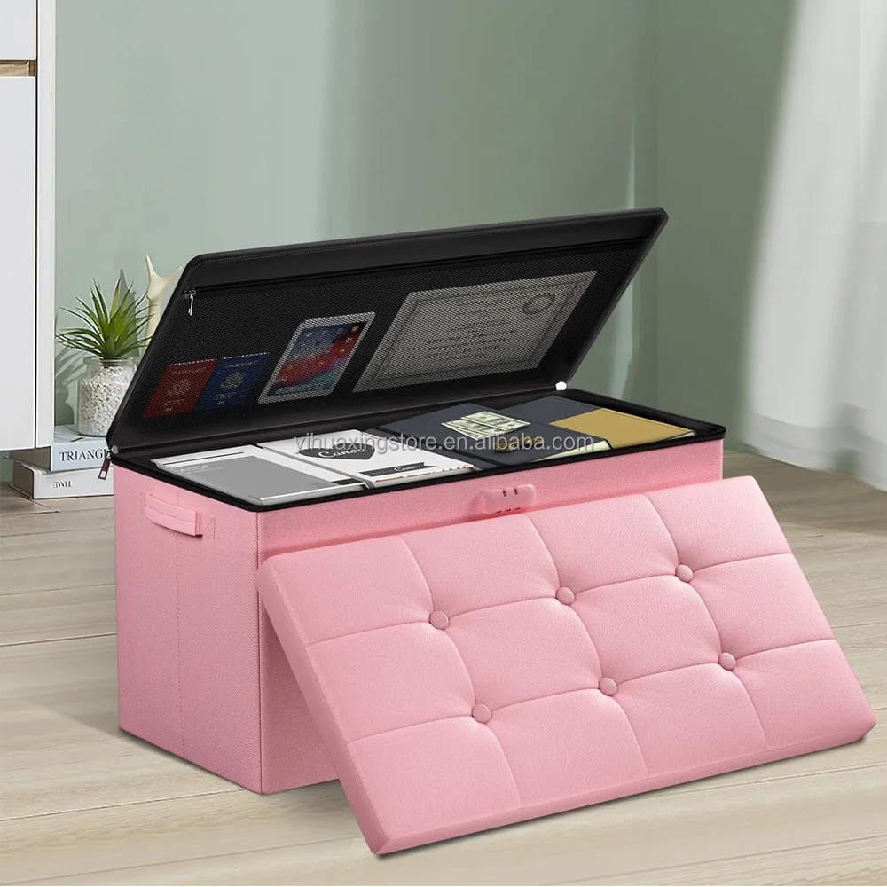 Fireproof Stool Ottoman Home Living Room Furniture Rectangular Bench Change Shoe Stool Leather Bedroom Bench Fireproof Bag