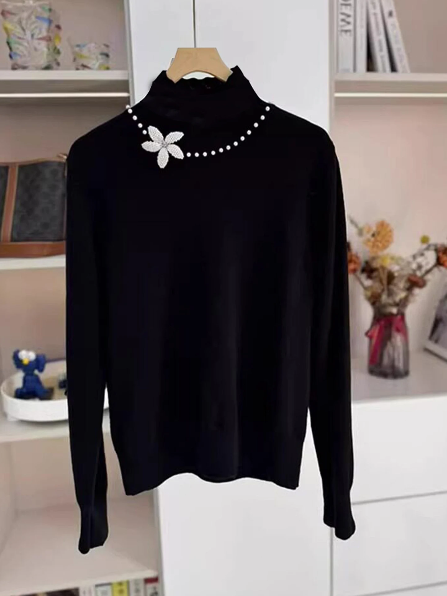 Faionable gebreide trui pure kleur zwaar werk ontwerp casual lange Sve overhead Neline damestop stijlvol en Ele