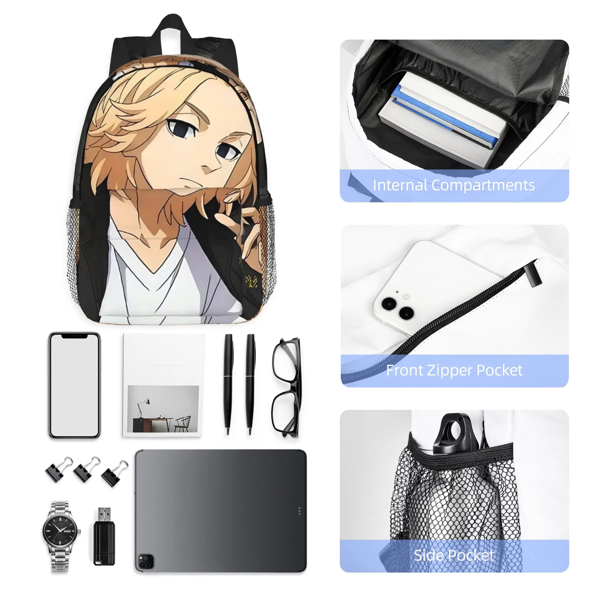Anime Tokyo Revengers Kazutora Backpack Hot Sale Daypack Large Capacity Boys Girls BookBag Shoulder Bag for Men Women School Bag