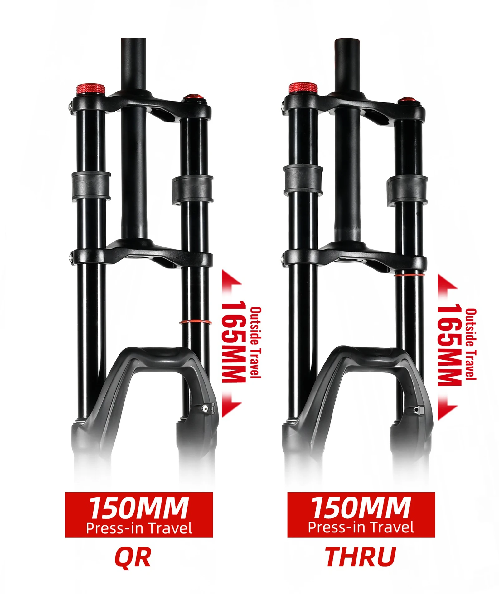 NanLio Doppelschulter-Schnee-Vorderradgabel 27,5 Zoll / 29 * 2,5 Zoll MTB-Gabel 150 mm Reise-Luftversorgungs-Fahrradgabel E-Bike-Gabel 15/9 mm – Detail 2