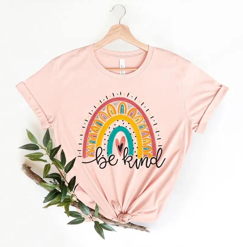 Be Kind Shirt Graphic Tees For Women Teacher Gifts Be Kind Gift Kindness T Shirt Short Sleeve Top Tees 100% Cotton Streetwear