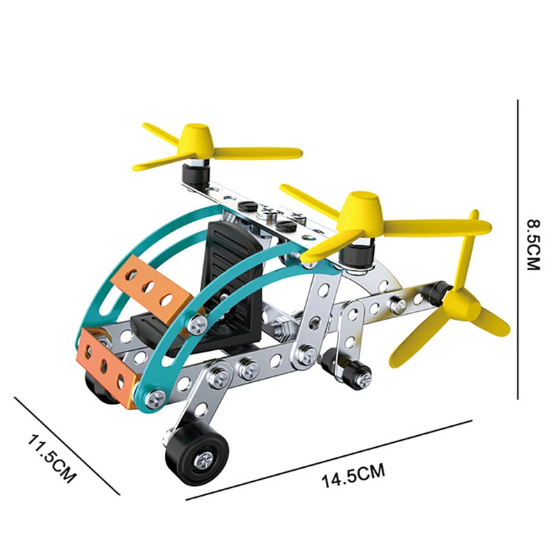 Elicottero per auto in metallo Puzzle 3D giocattoli educativi per bambini giocattoli per la costruzione di dadi a vite divertenti bambini giocattolo artigianale Set di mattoni per ragazzi