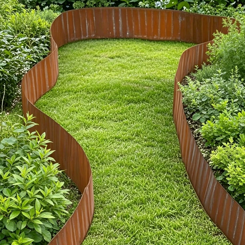Metall-Gartenrandstreifen, Flexible Landschaftsabgrenzung für Rasen und Blumenbeete, Outdoor-Gartenteiler, Dekorative Hofgrenzen – Detail 2