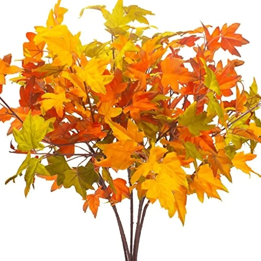 Simulation Autumn Maple Plant Flower Bouquet Family Room Decoration Outdoor Garden Decoration Thanksgiving Halloween Decoration