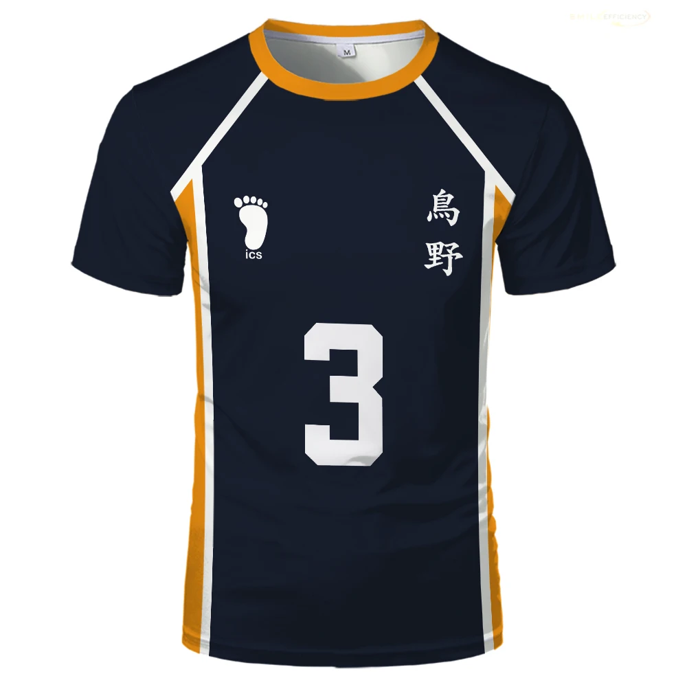 Haikyuu Junior Anime  3D Printed T-shirts Volleyball Boys Karasuno Koukou High School T Shirt Mens Player Training Uniforms Tops